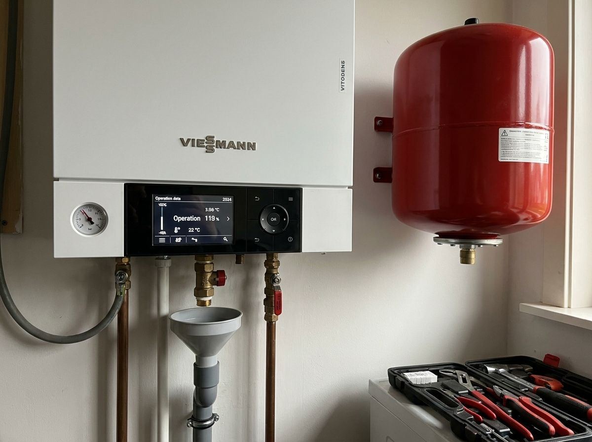 Viessmann Vitodens avec vase d'expansion rouge neuf et entonnoir de vidange